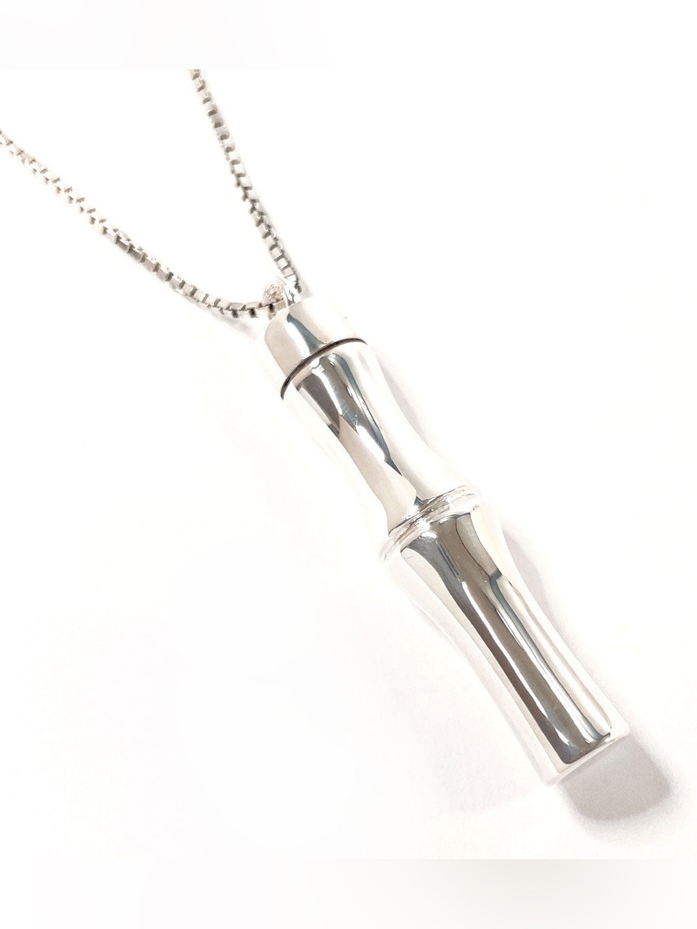 GUCCI Sterling Silver Bamboo Pendant Necklace - Authentic - Unisex - Picture 3 of 11